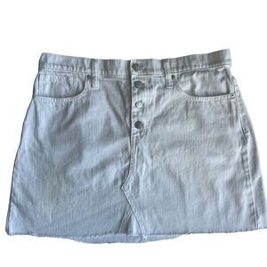 Madewell White Denim Mini Button Fly A-Line skirt sz 32 (14)